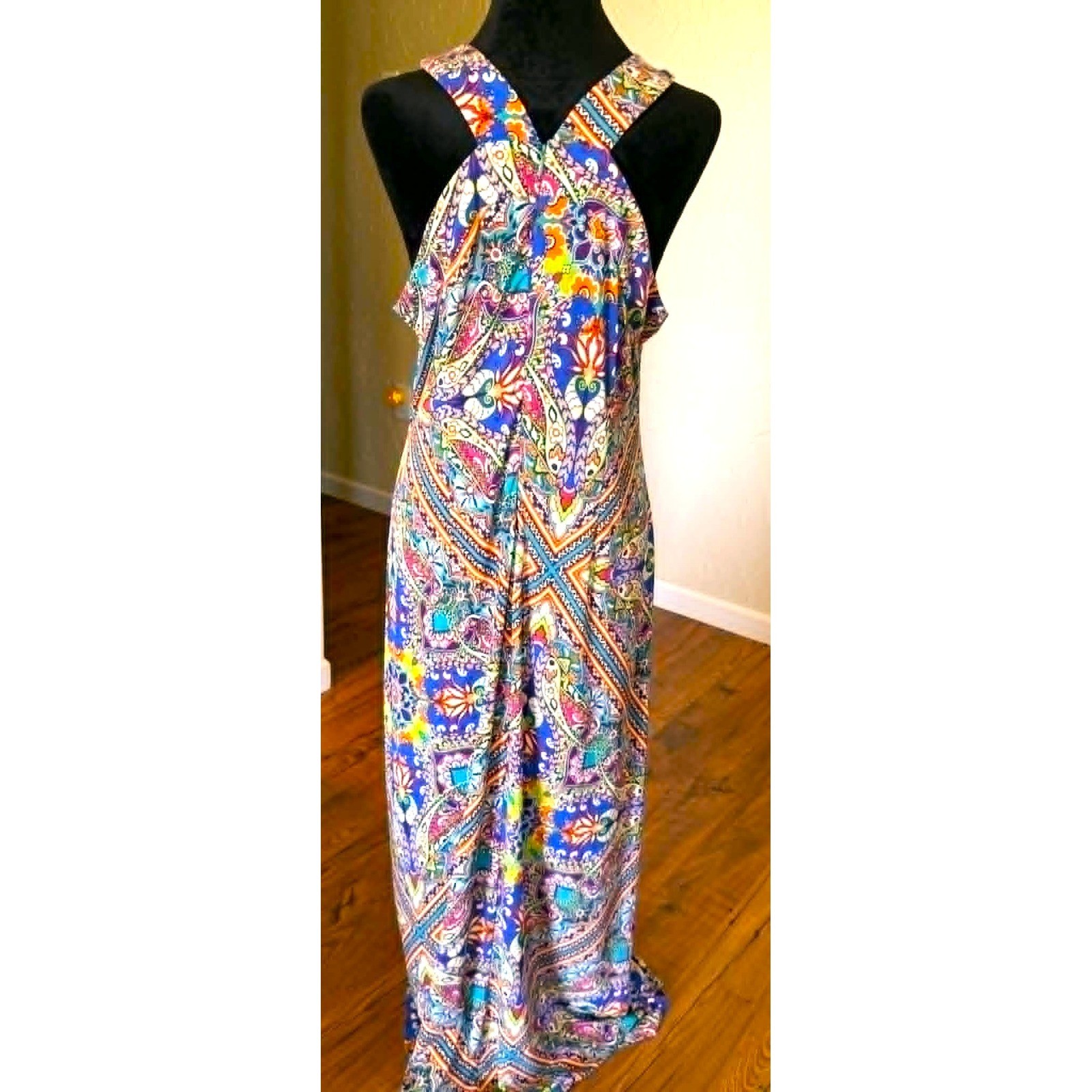Cupio BoHo Vacation Retro Look Halter Maxi Dress**Missing Size Label