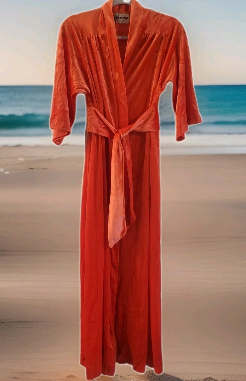 Vintage 1970’s David Brown California Maxi Robe Velour Loungewear Boho