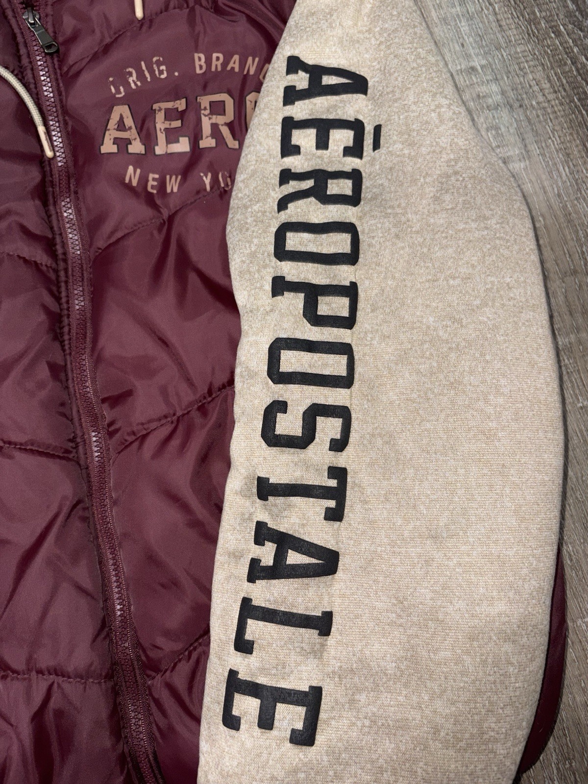 Y2K Vintage Aeropostale Distressed Bomber Hoodie Puffer Jacket Size XL Hoodie