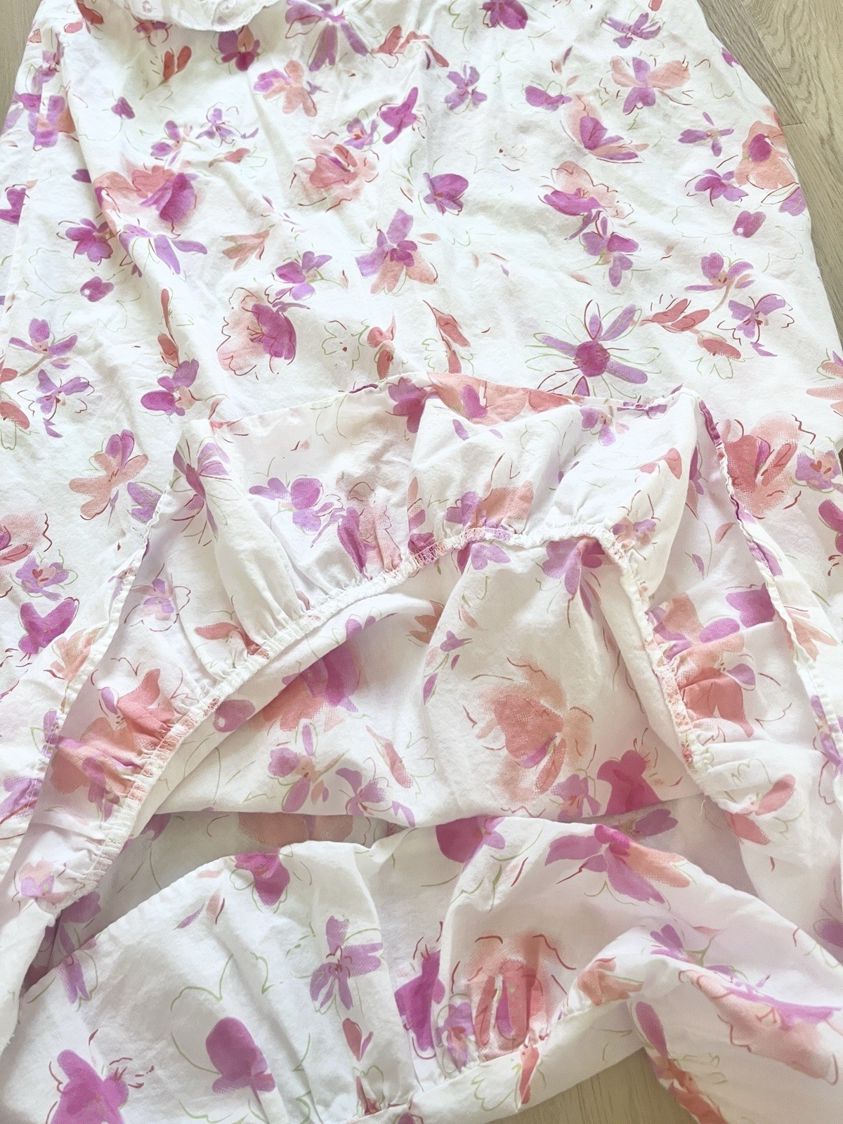 Vtg Cottage Core VIctoria Secret Cotton Slip Maxi Dress Lace Trim Ruffle LARGE