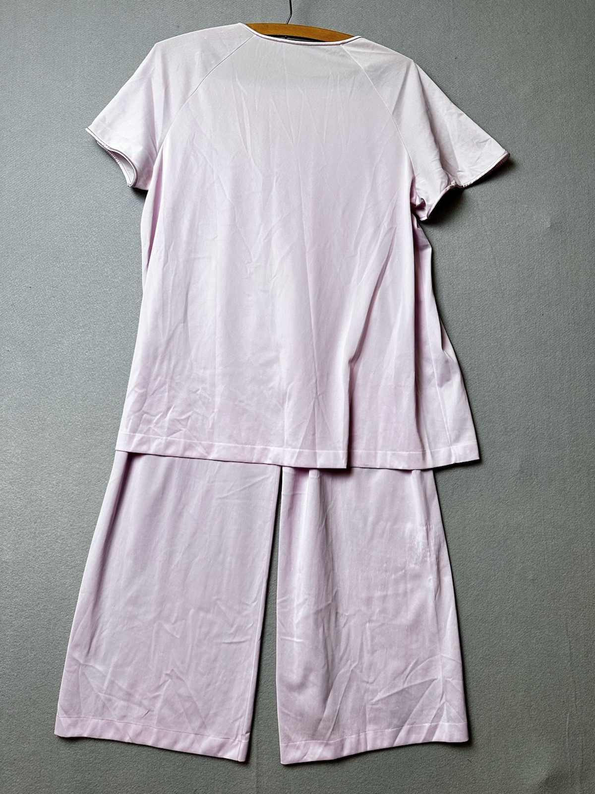 Vintage Vanity Fair Pink Nylon PJ Set 36 Lace Trim 2 Pc Lounge Sleepwear