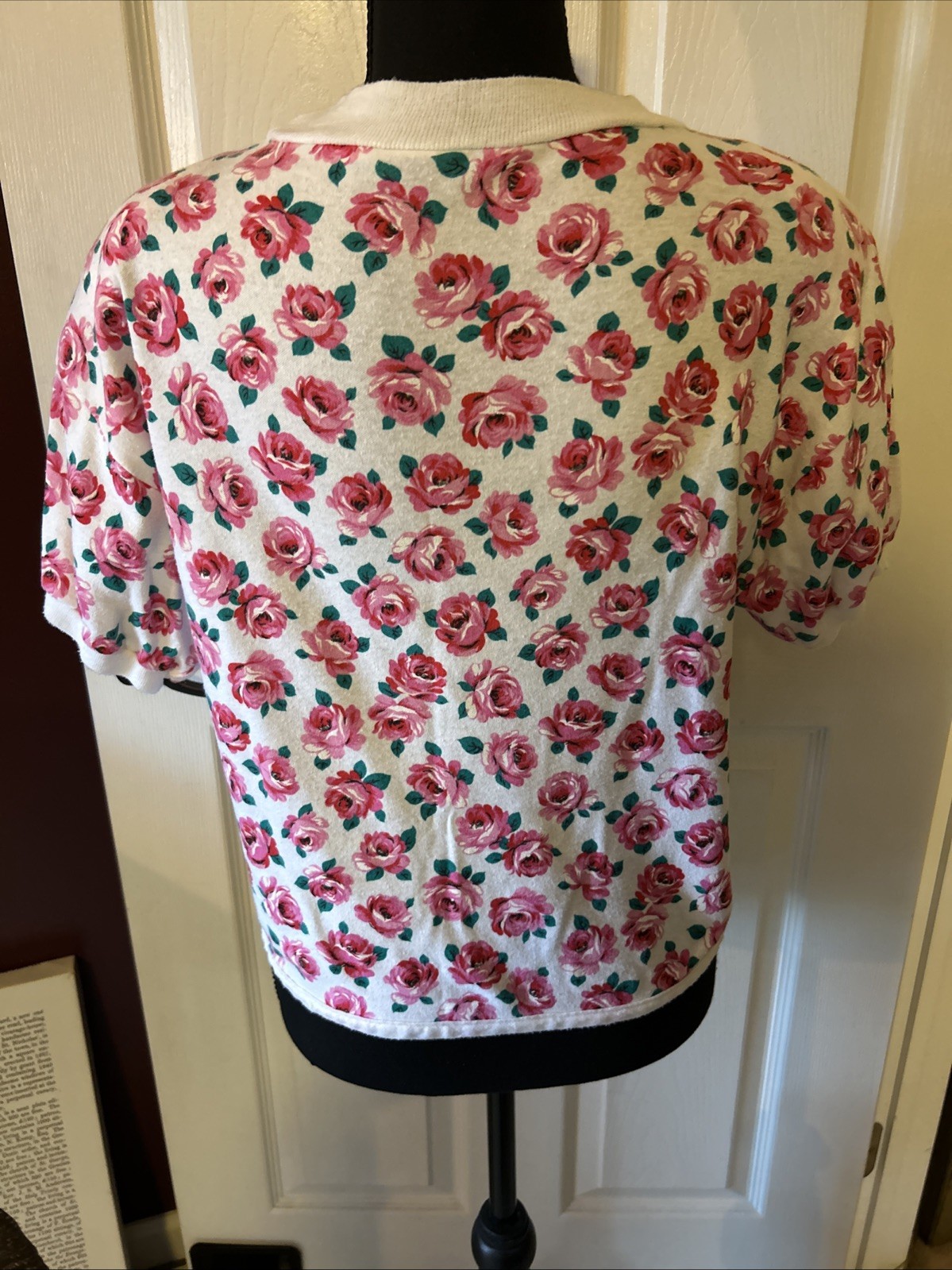 Womens Vintage Top Another Name Floral Prnt Cropped Grandma/Beach S/M Shldr Pads