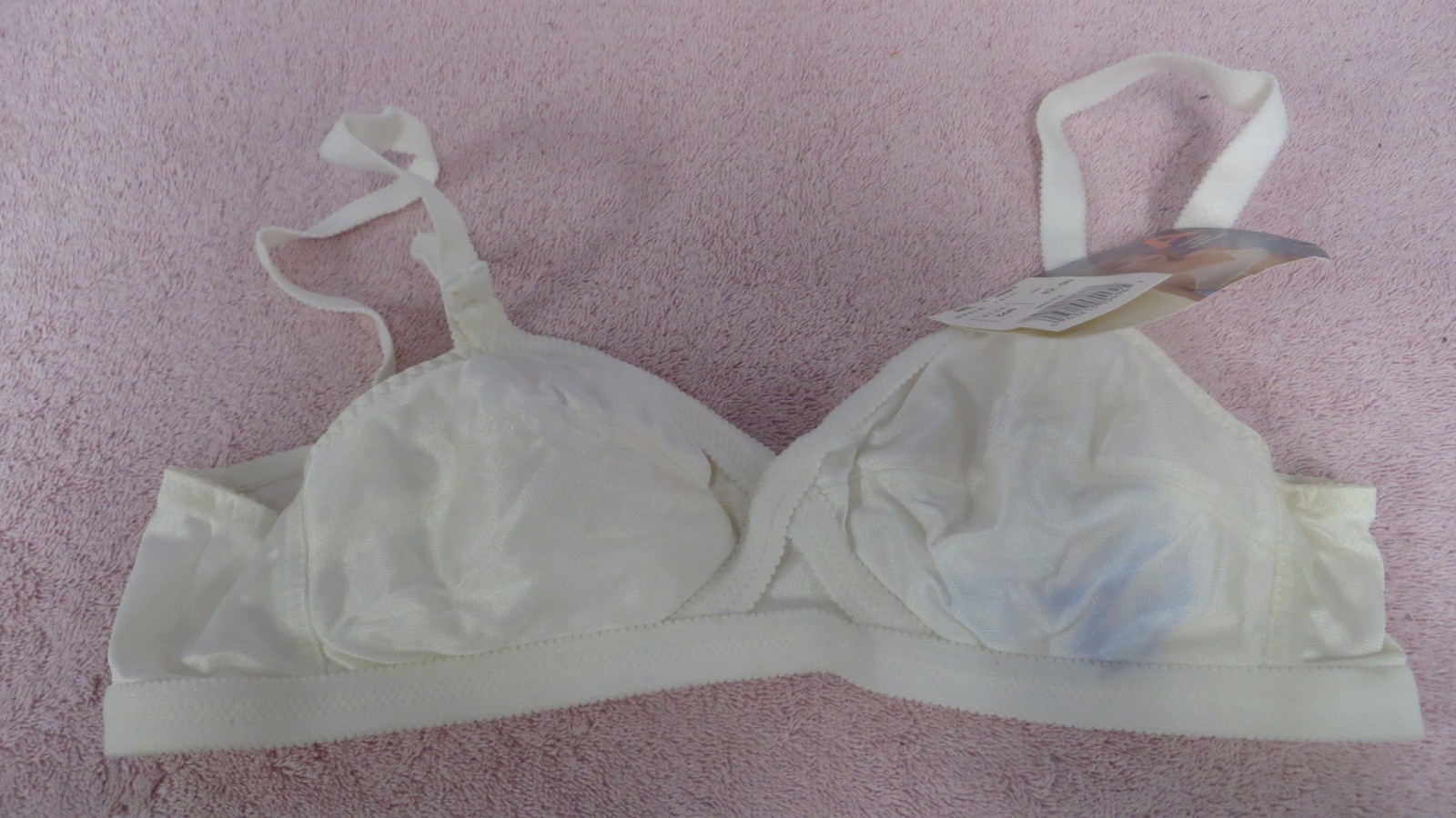 Vtg White Walmart Lightly Padded Crossover Support Bra – 36A – NOS – d