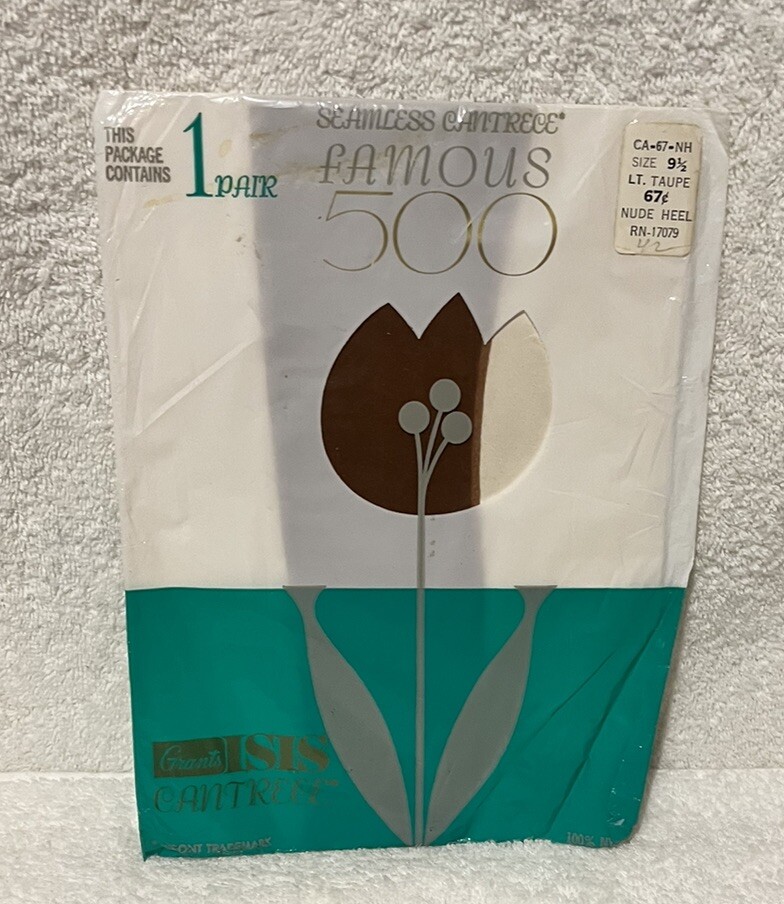 NOS Vintage Grants ISIS Cantrece Seamless, Famous 500 Women’s Stockings Size 9.5