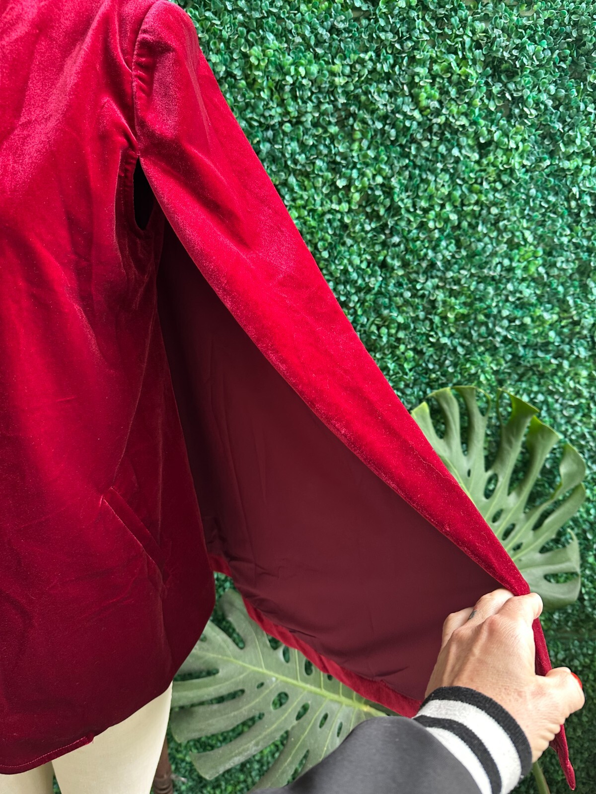Vintage Velvet Evening Cloak Cape Opera Coat Burgundy