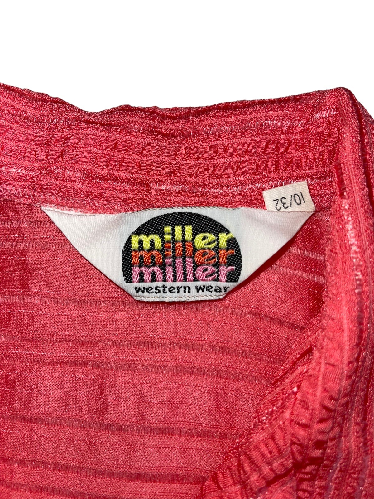 vintage miller western shirt Womens 10 / 32 Coral Polyester Knit Snap