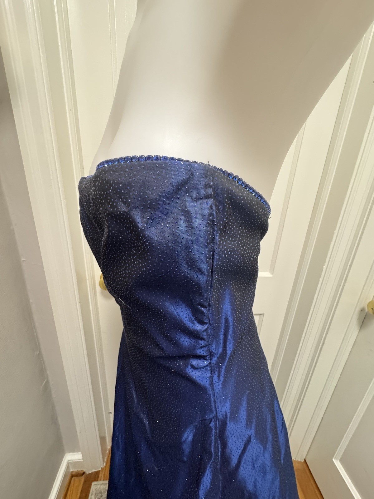 VTG Scott McClintock Blue Sparkle Strapless Gown Dress 12 Midnight Navy Prom