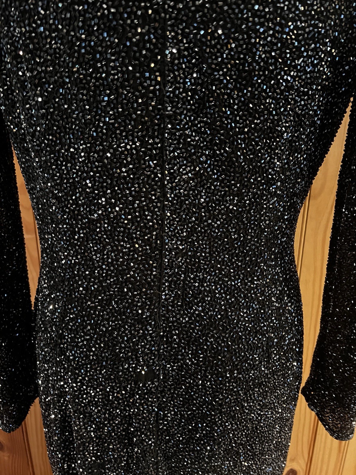 Vtg Naeem Khan Lillie Riazee Sequin Beaded mini long sleeve body con dress 80’s