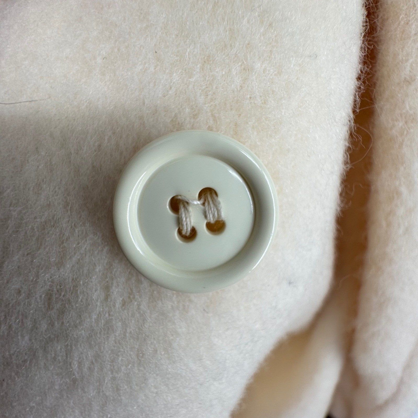 Capri Petites Vintage Pure Wool Long Coat Ivory with Real Fur Scarf Accent S