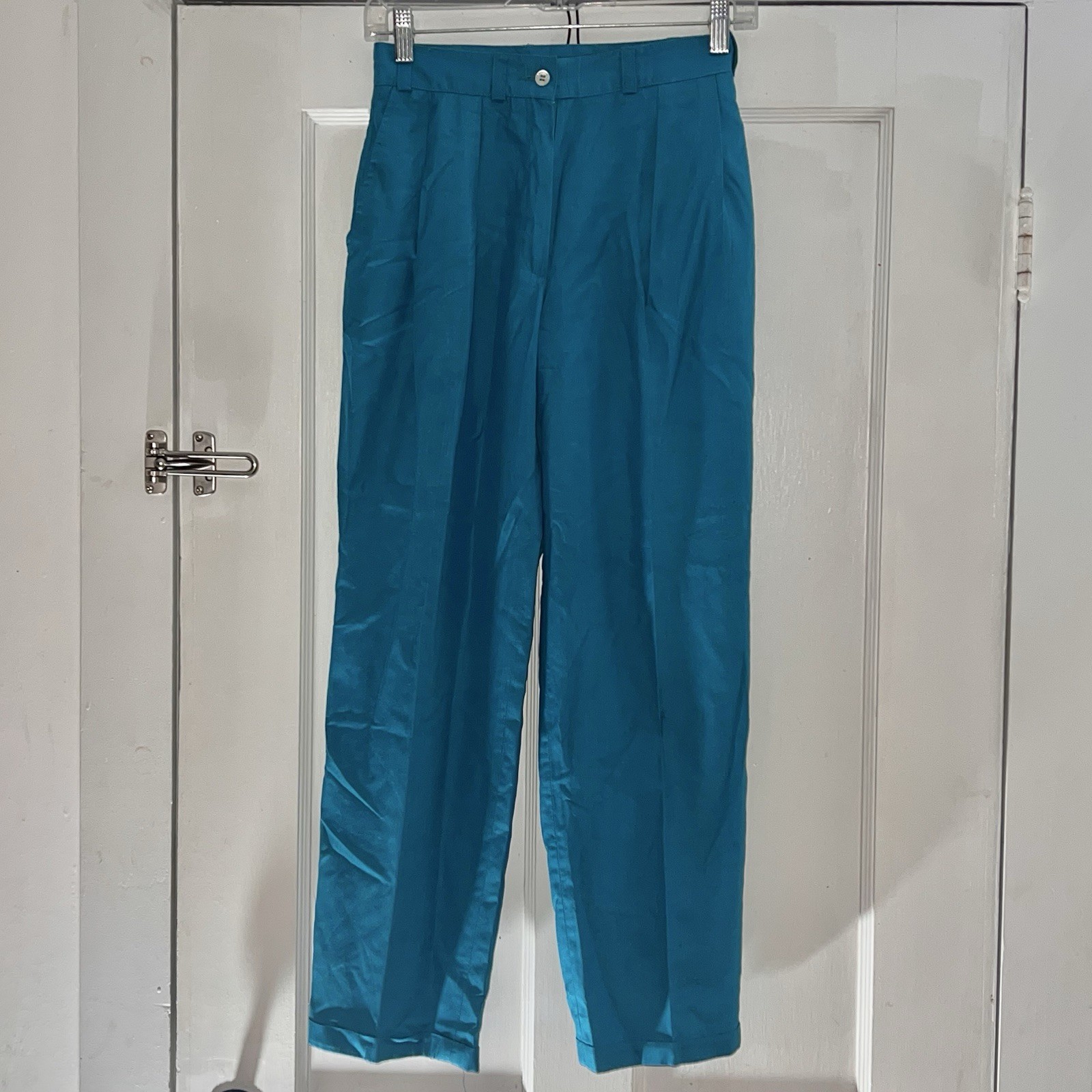 Vintage Liz Claiborne 100% Silk Pleated Pants Ocean Blue Size 4 1980s