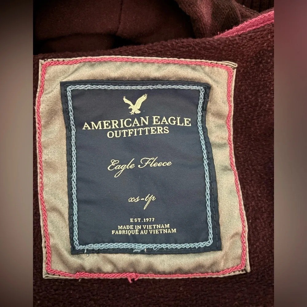 Vintage Y2K American Womens Eagle Plum Word Graphics Full Zip Hoodie Size XS