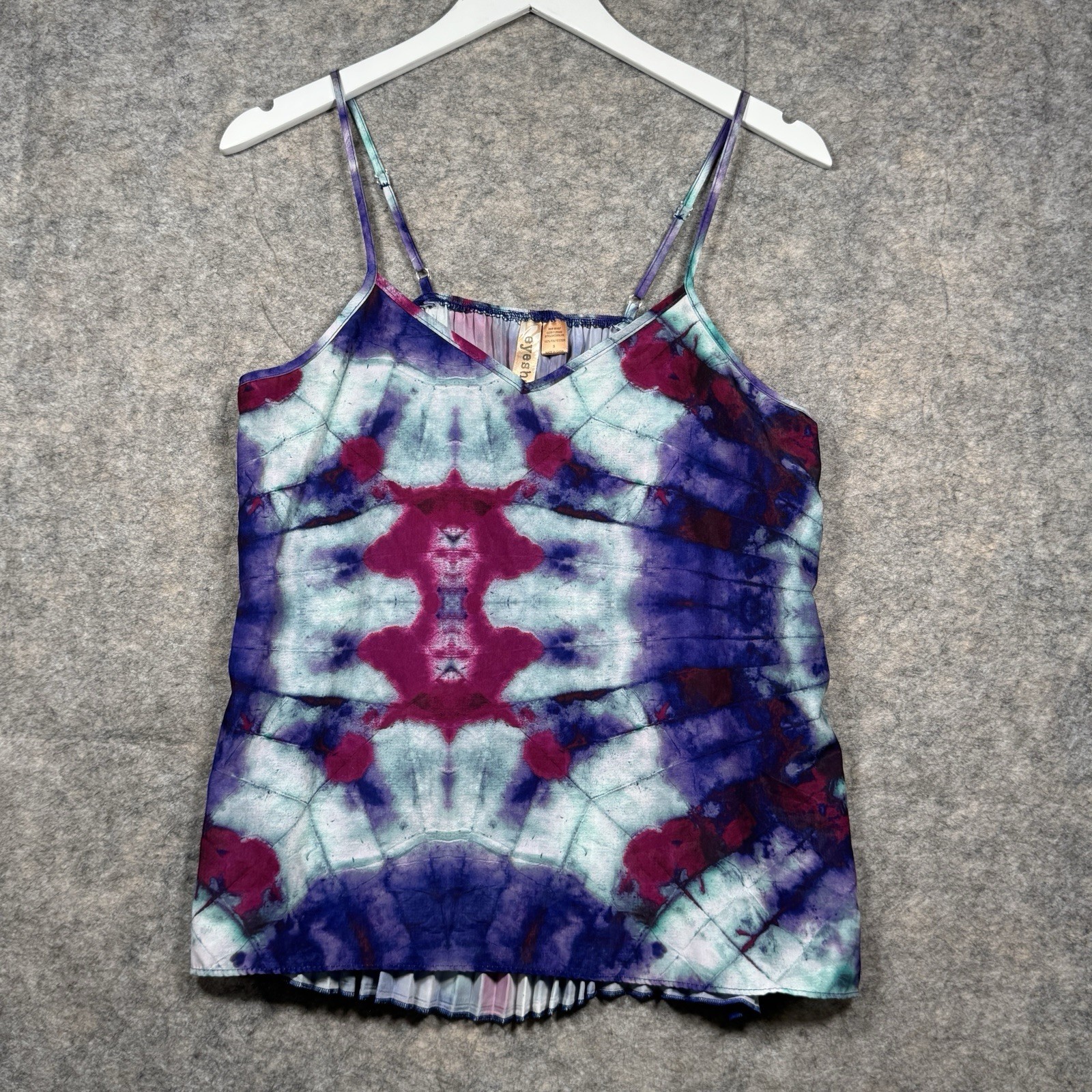Vintage Y2K Womens Eyeshadow Tie Dye Camisole Tank Top Size S 17×26 Adjustable