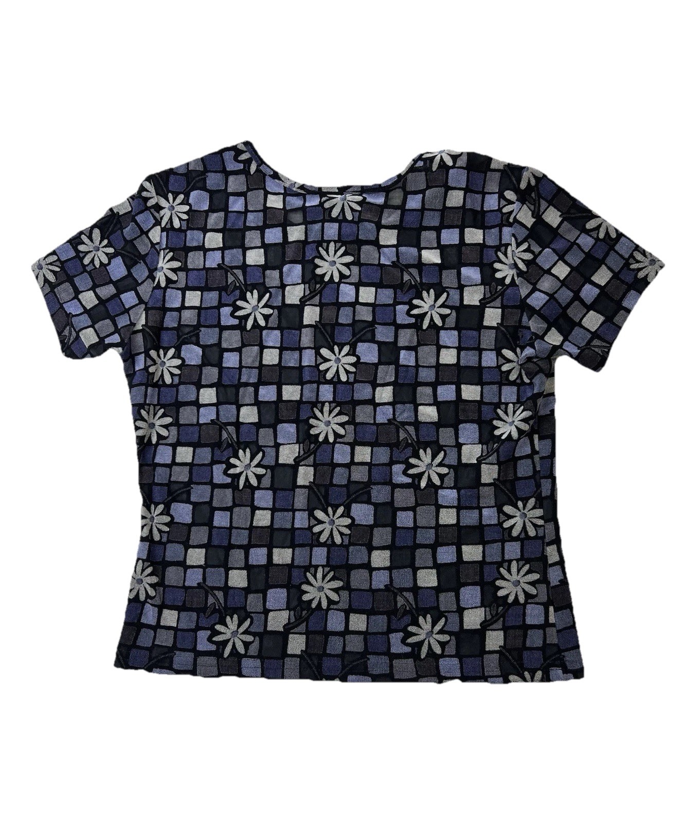 H. I. P. Wear 90s Y2K Juniors Cropped Top Sz M Black/Purple Flowers Stretch