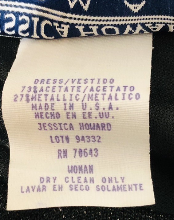 Vintage Jessica Howard Woman Dress W/Sweater Feather Trimmed, Crystal Buttons