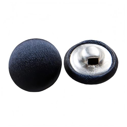 10 Pcs Satin Covered Metal Shank Buttons Cloth Buttons for 25mm Navy Blue 2