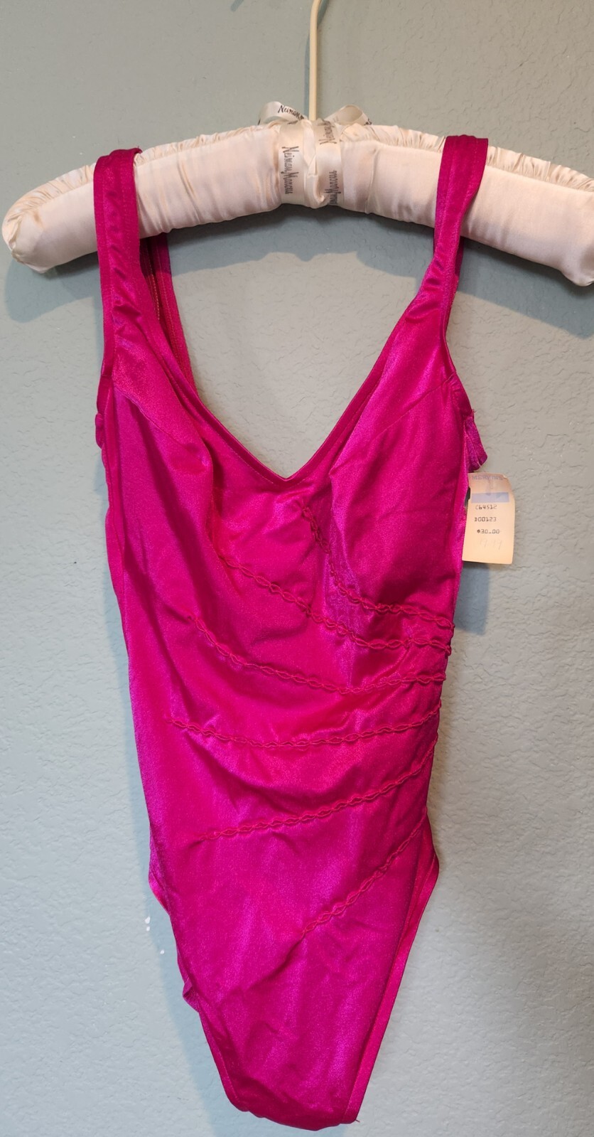 Lee Beachwear VTG 80S 90S Retro Pink 1 Piece Bathing Suit Swimsuit 14 USA NWT