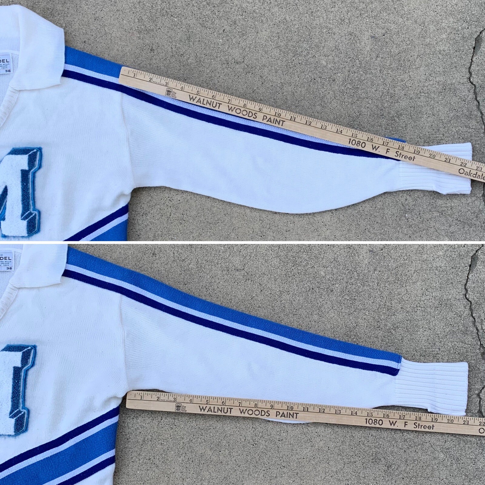 vintage cheer cheerleader sweater “letter M” Kandel Knitting Mills size 36