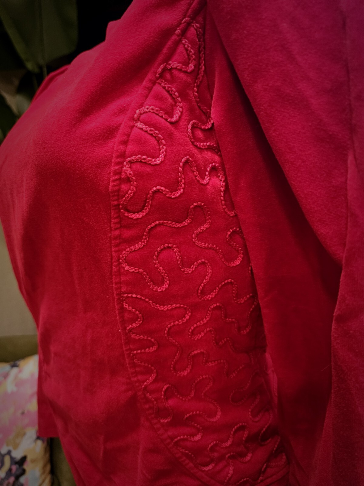 Vintage Barboglio Cristina Jan 80s Red Velvet Dress Size 8 Puffed Sleeves