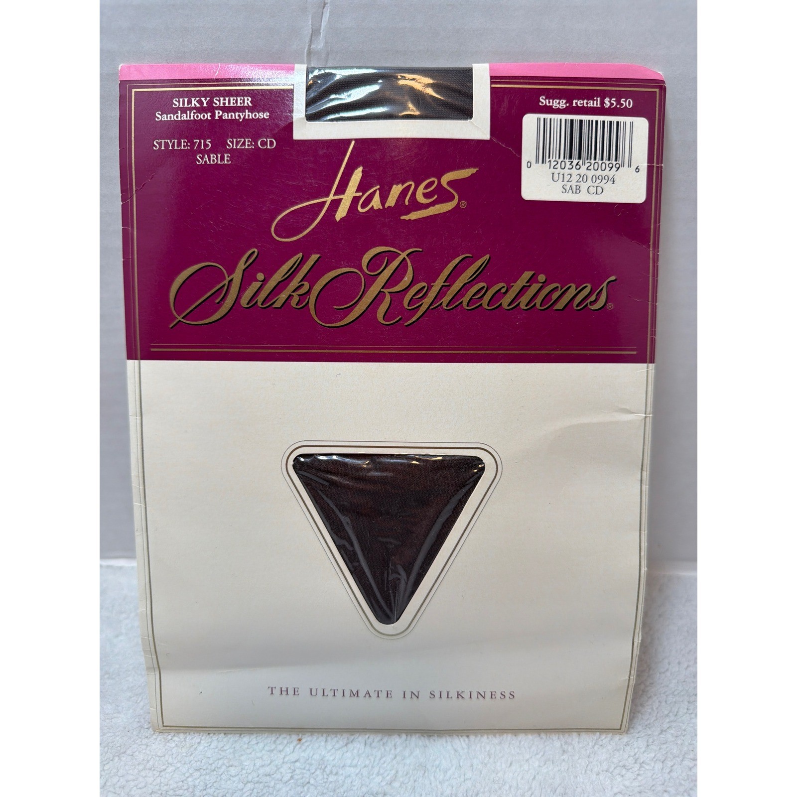 VTG 1995 Hanes Silk Reflections Pantyhose CD Sable Silky Sheer Sandalfoot