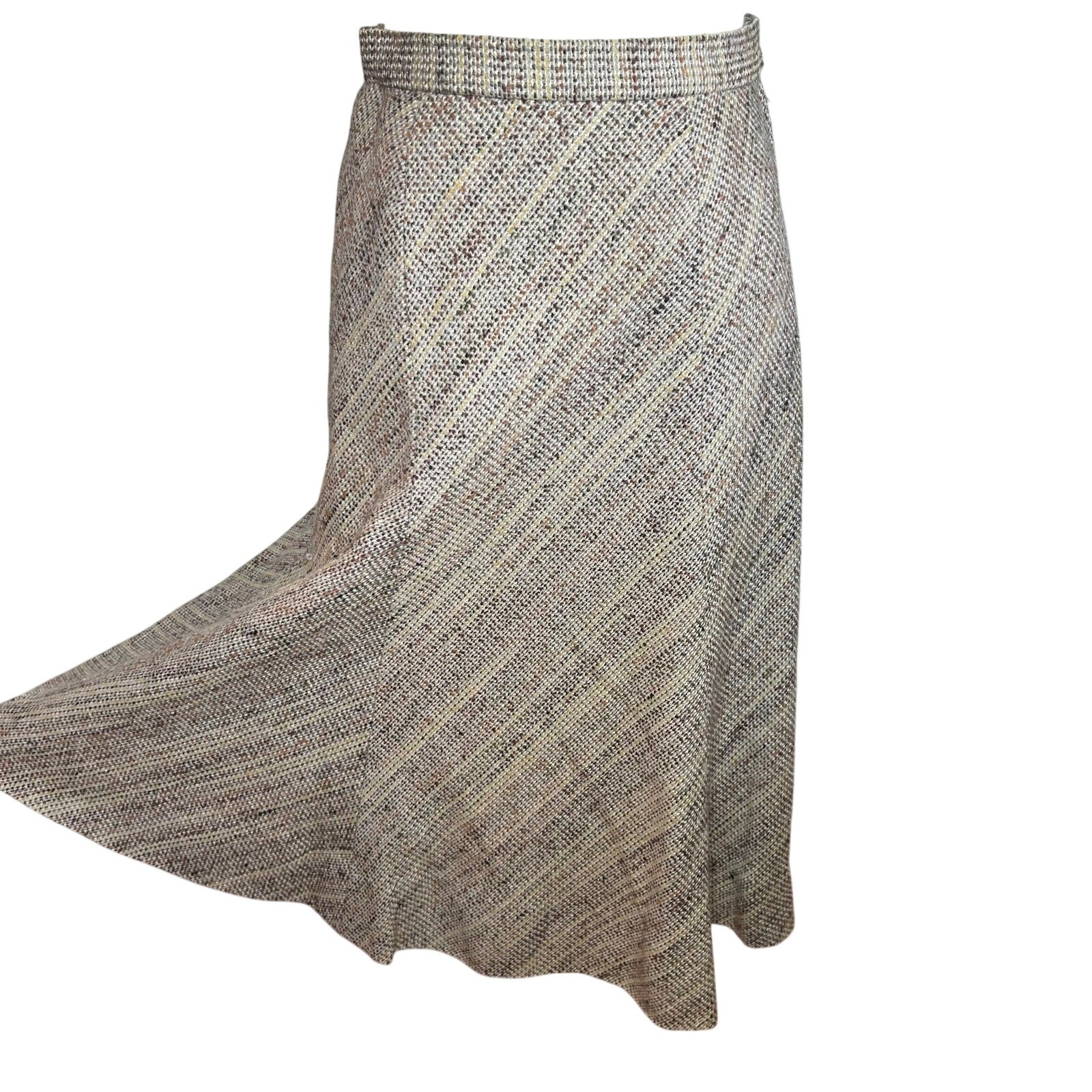 VTG 60s Bespoke S Wool Midi Skirt Retro Mod Dark Academia Twee Preppy Minimalist
