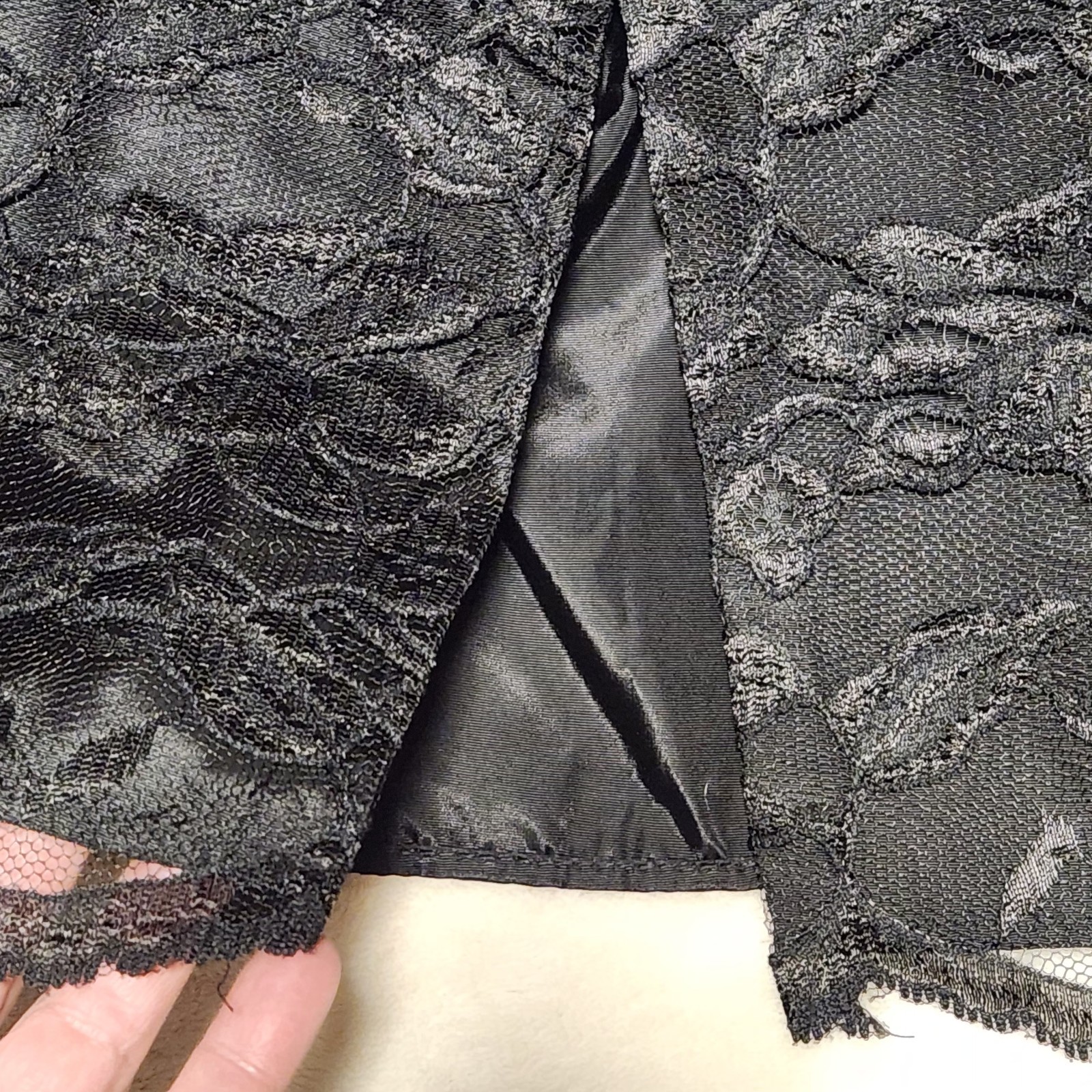 VTG 80s Shuet Young for HW Collections Black Lace Skirt Suit 2pc Set 6 Peplum