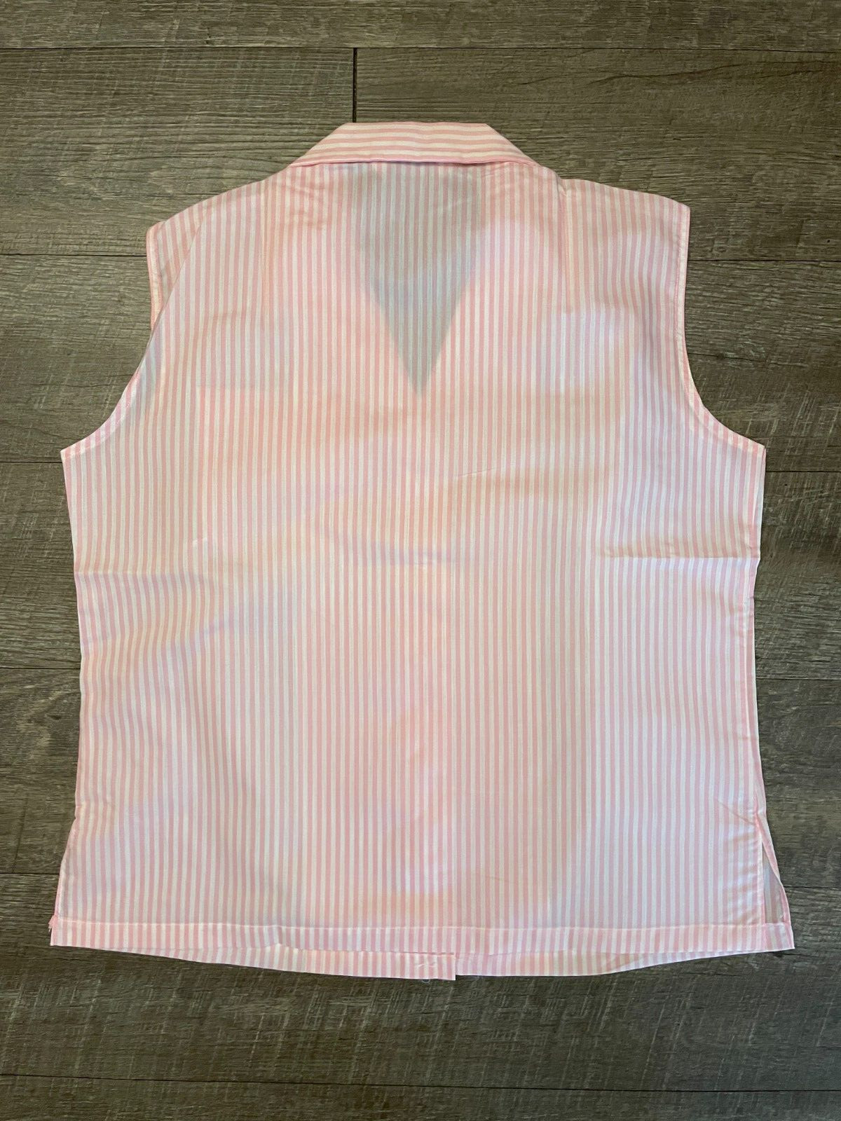 Vintage Ship N Shore Pink/White Pin Stripe Sleeveless Ladys Top 80s Size 36
