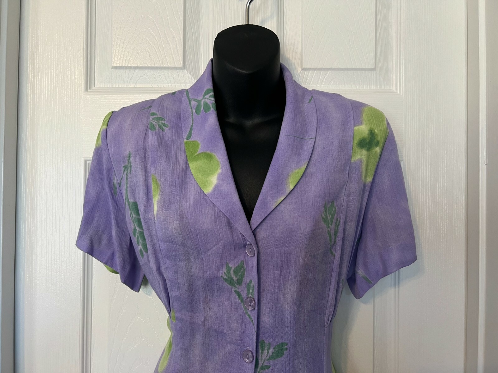 Jeffery & Dara Vintage Lavender Floral Short Sleeve Long Dress Sz 10