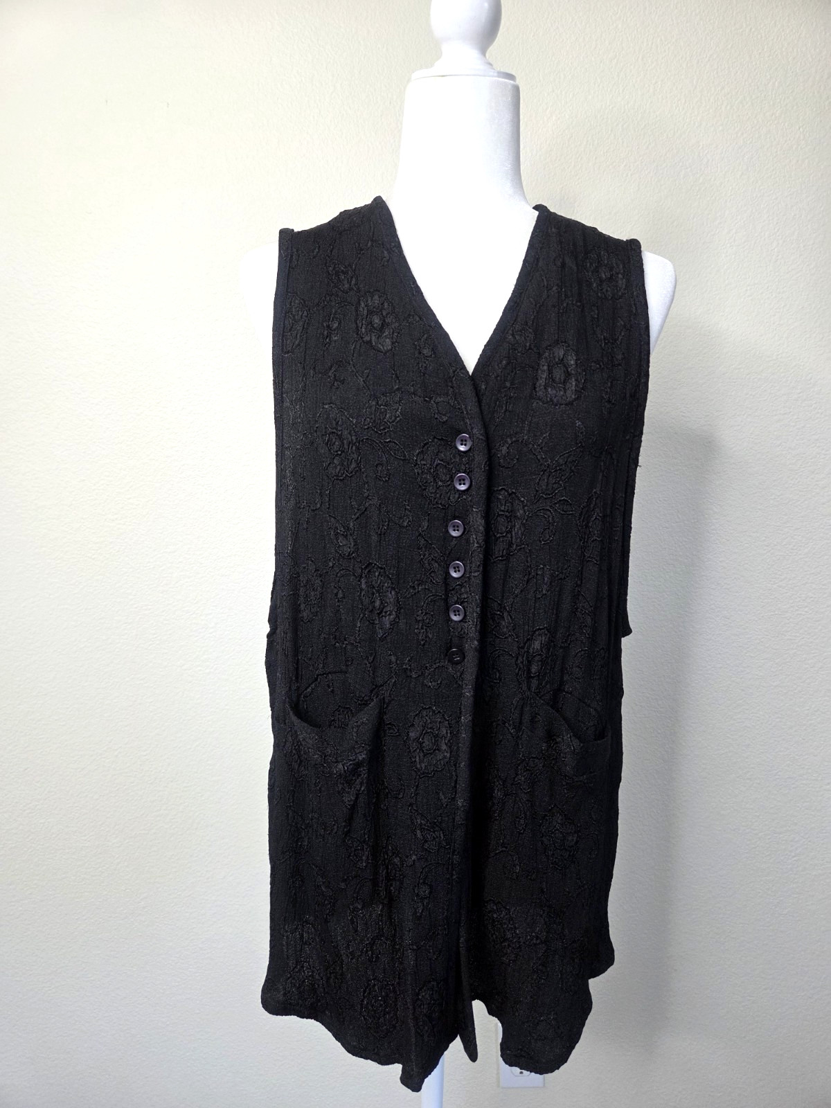 Zashi Vintage Boho Tunic Vest 90s Rayon Tunic longline lagenlook Embroidered