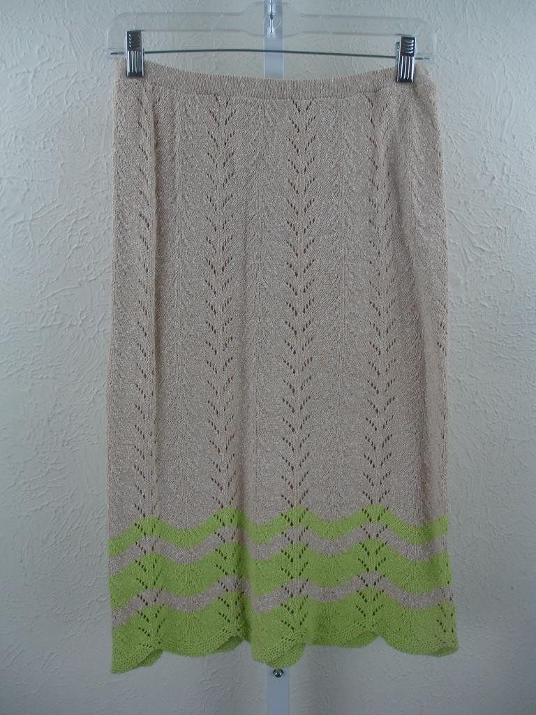 Women’s XS Vtg 1960’s Mister Cig 2-Pc Outfit Sweater Skirt Knit Beige Lime Green