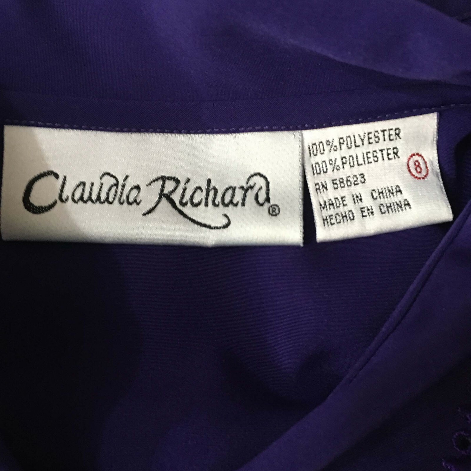Claudia Richard Womens Vintage Purple Pleated Front Secretary Blouse, Top, 8