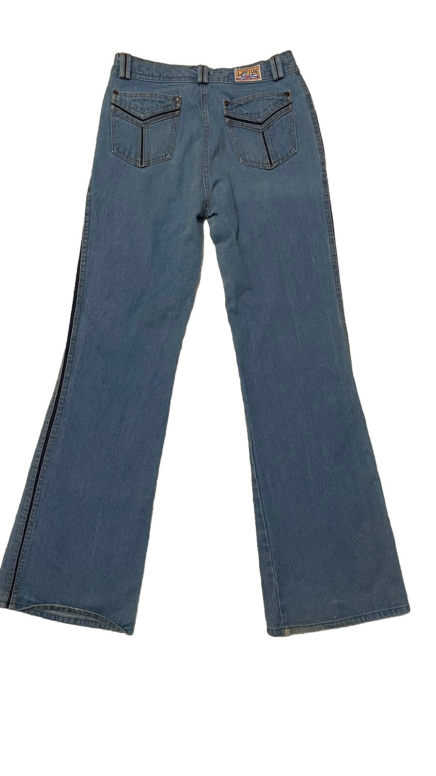 Vintage L’Avion Denim Womens Disco Jeans Wide Flared Retro 32×33 Medium Wash