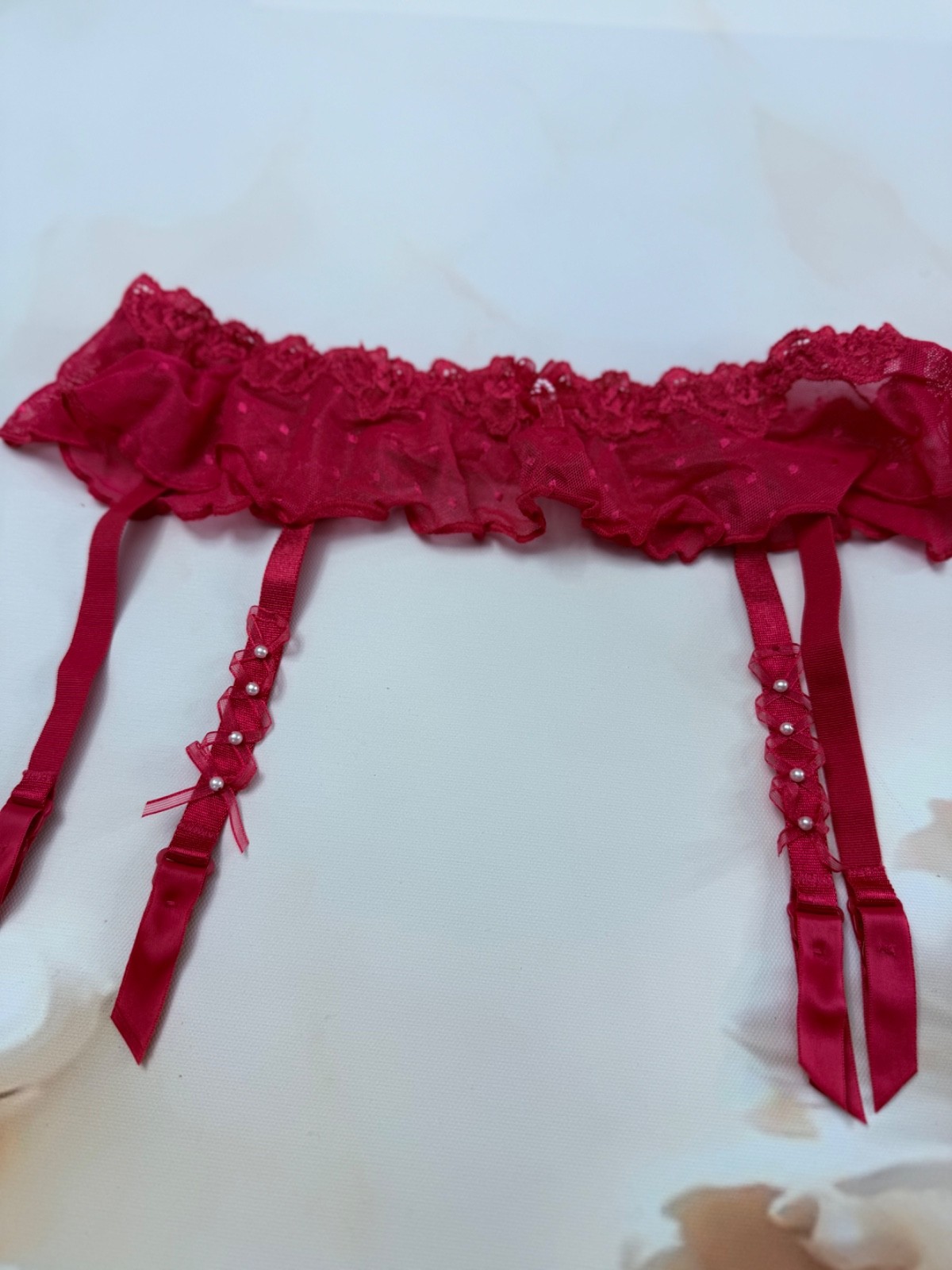 Triupmh fuscia mesh garter belt suspender it 1 size S