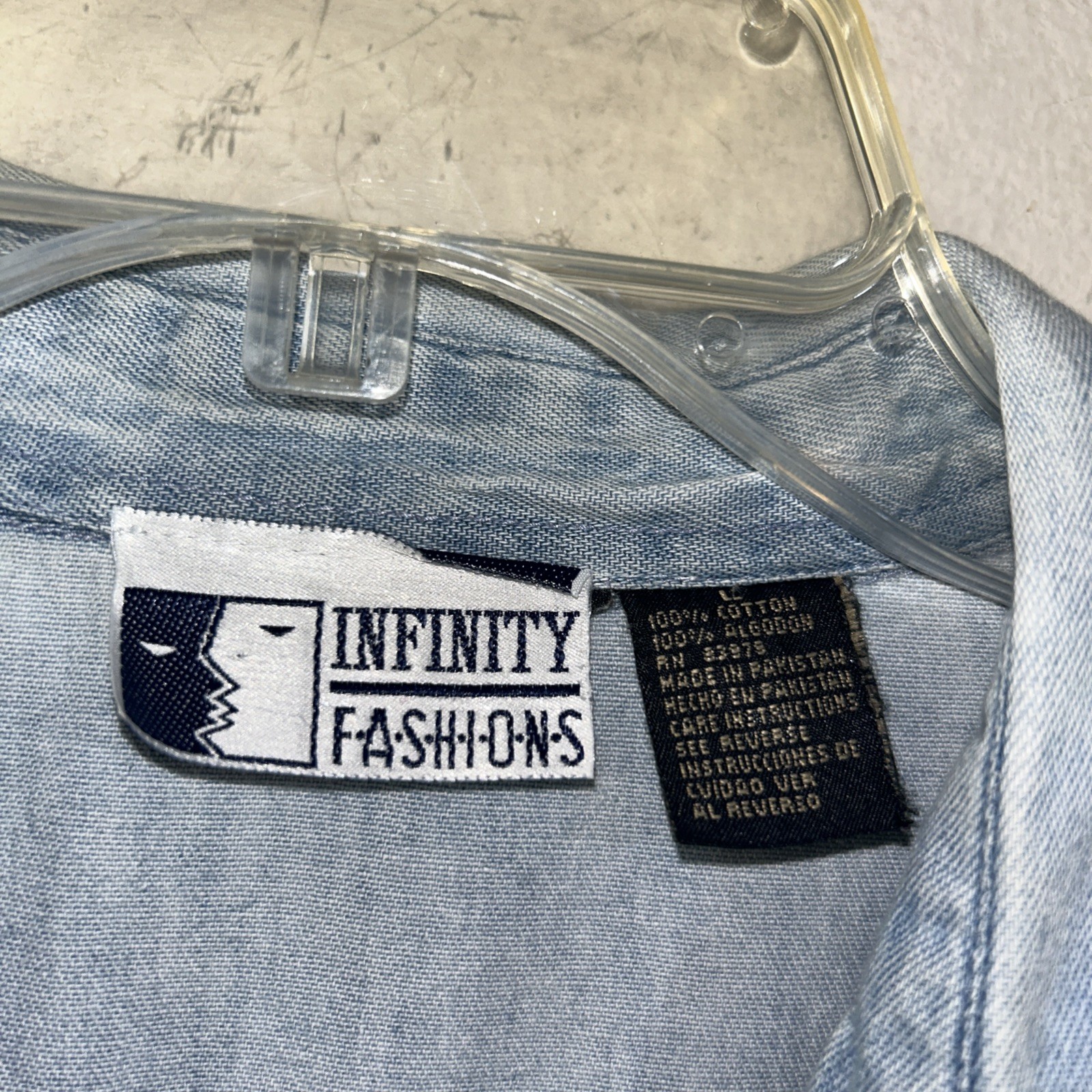 Vintage 90s Infinity Fashions Shirt Denim Giraffe, Jungle Embroidered Women L