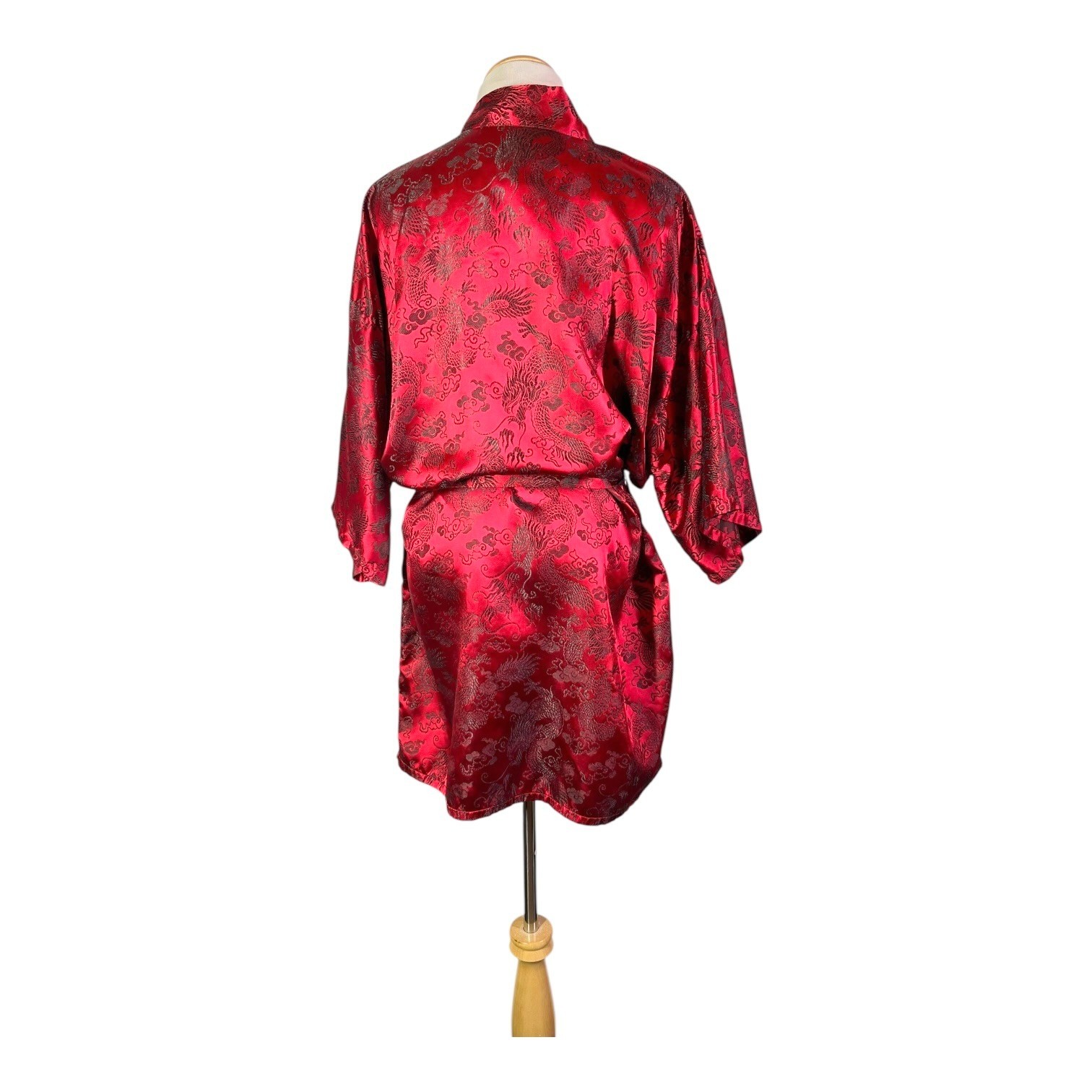 Vintage „Oriental” Brand One Size Robe Dragons Brocade Satin Sash Tie