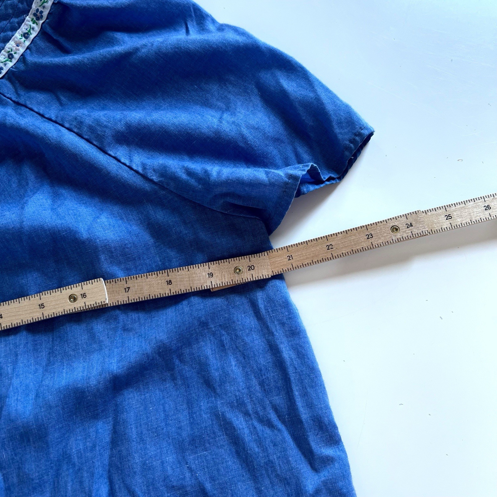 Vintage Go Softly Blue Cat Embroidered Patio Dress | Medium