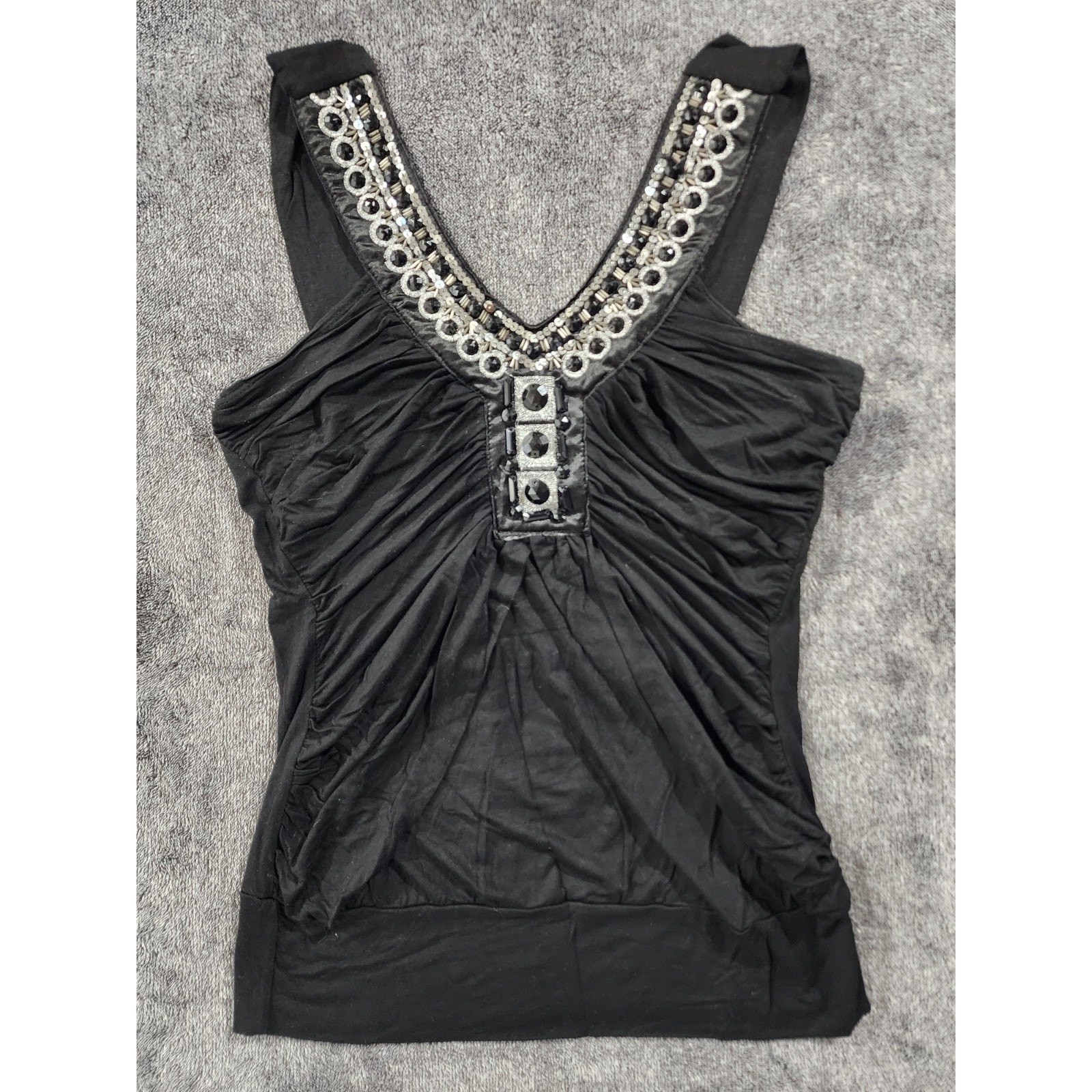 VINTAGE Moa Moa Embellished Shoulder Strap Top, Womens L, Juniors XL