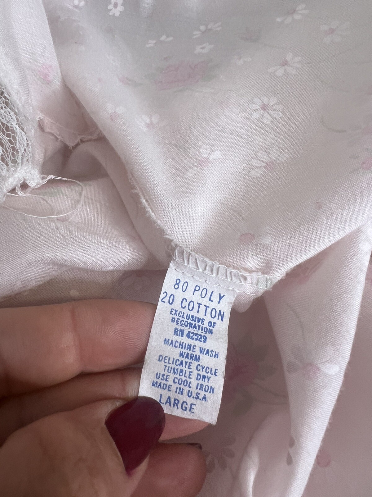 Vintage STARDUST light Pink floral Lace Ruffle nightgown Size Large