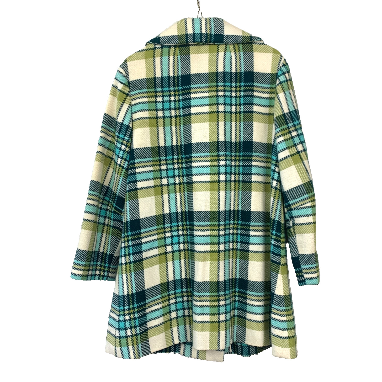 Vintage Plaid Colorful Mod Retro Peacoat Mrs Maisel Long Coat Chest 41″