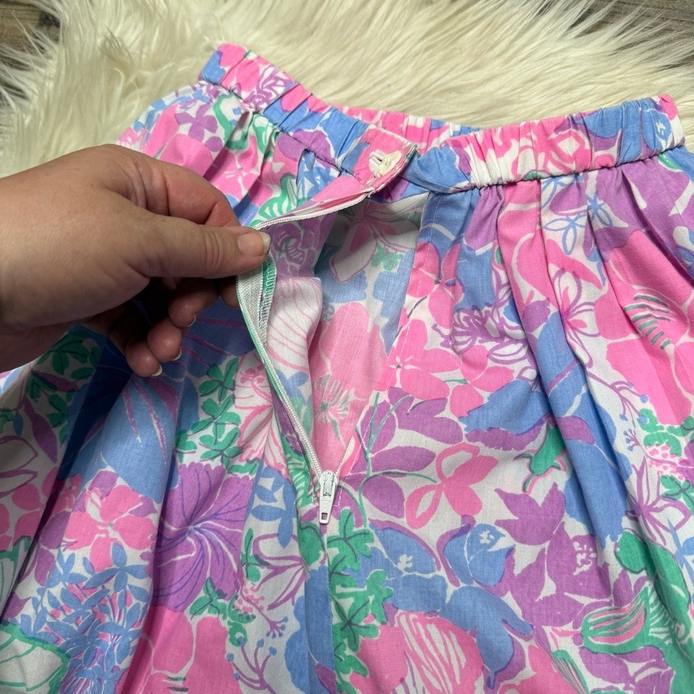 Vintage Lilly Pulitzer Pink Green A-Line Midi Skirt Resort Wear Women’s Small
