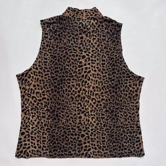La Senze Lingerie Leopard Print Cheetah Semi-Sheer Turtleneck Tank