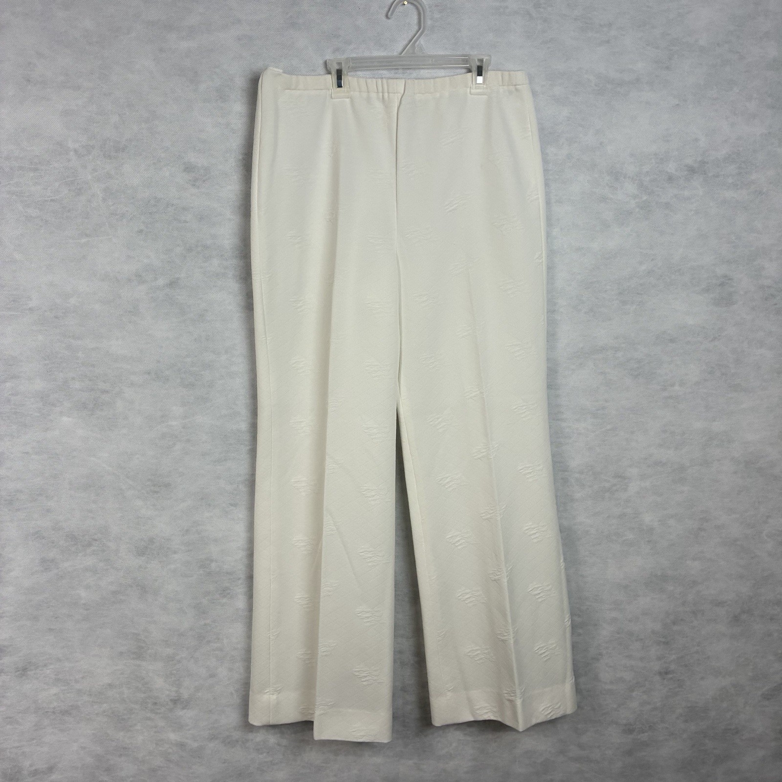 Vtg 60s 70s Bleeker Street Women Pant Set Sz 16 M/L White Textured Wide Leg Mod
