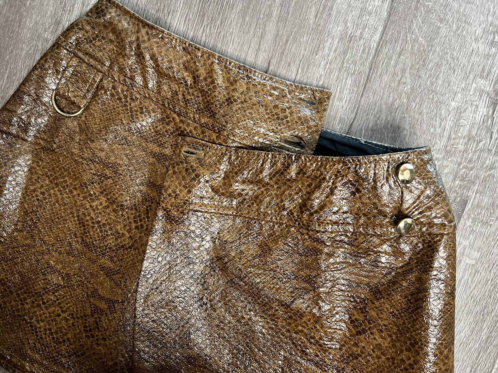 Vintage 60s Snake Leather Fringe Set Mini Skirt Cropped Top GOGO Goth Mod RARE