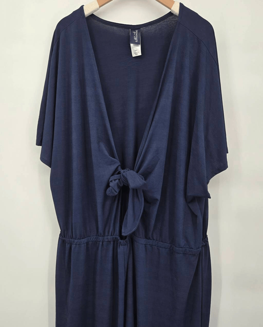 Swimsuits for All Jumpsuit Cover Up Size 18/20 Navy Tie Front
