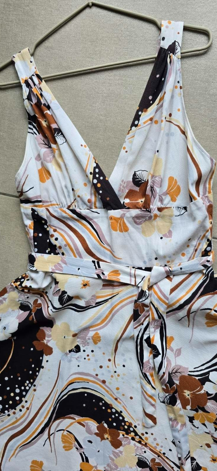 Vintage70sTRINA LEWIS& MARJON COUTURE Cotton Dress Abstract Floral Bust-90cm/35″