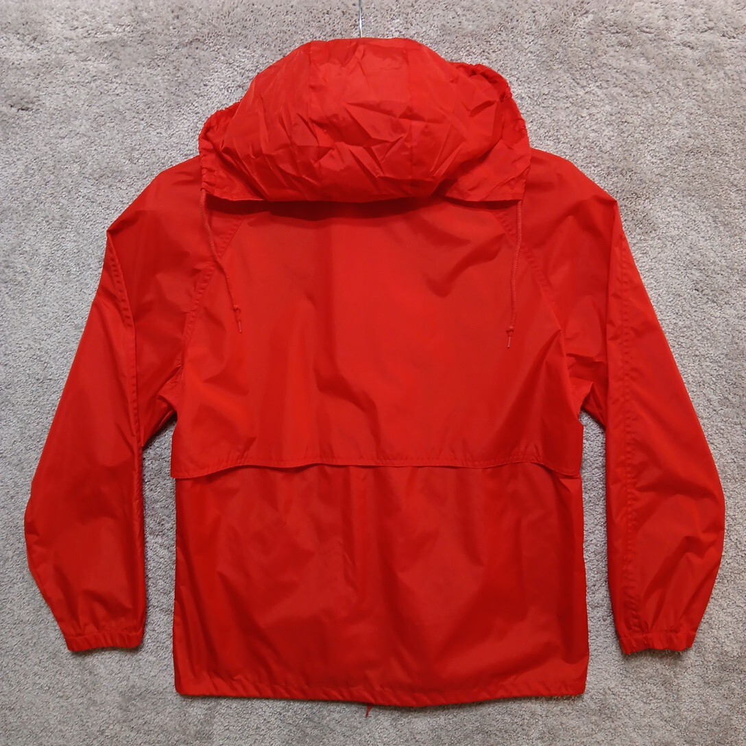 Vtg Woolrich Anorak Jacket Women’s M Red Full Zip Fold Away Hood Y2K Retro 80s