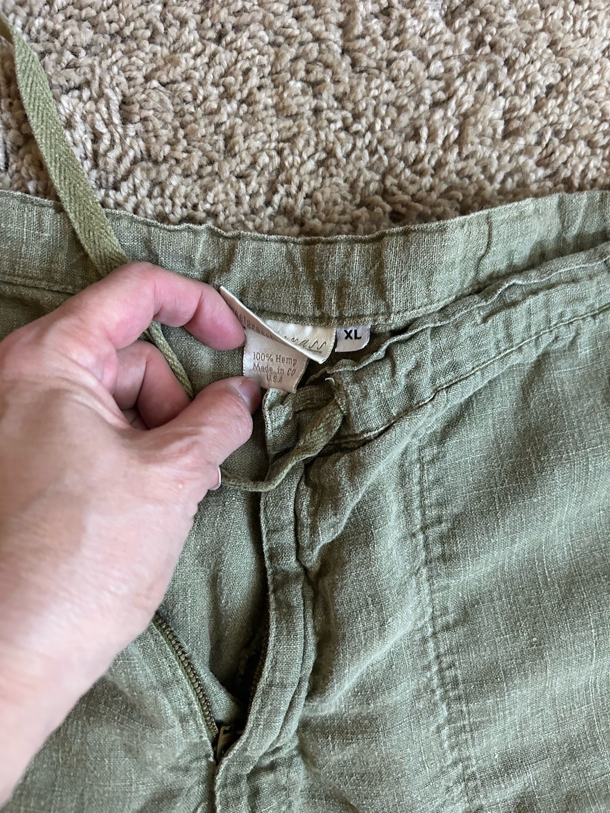 Vintage 100% Hemp Pants XL Sweetgrass Fibers Hippie Boho Dead Flare Soft Natural