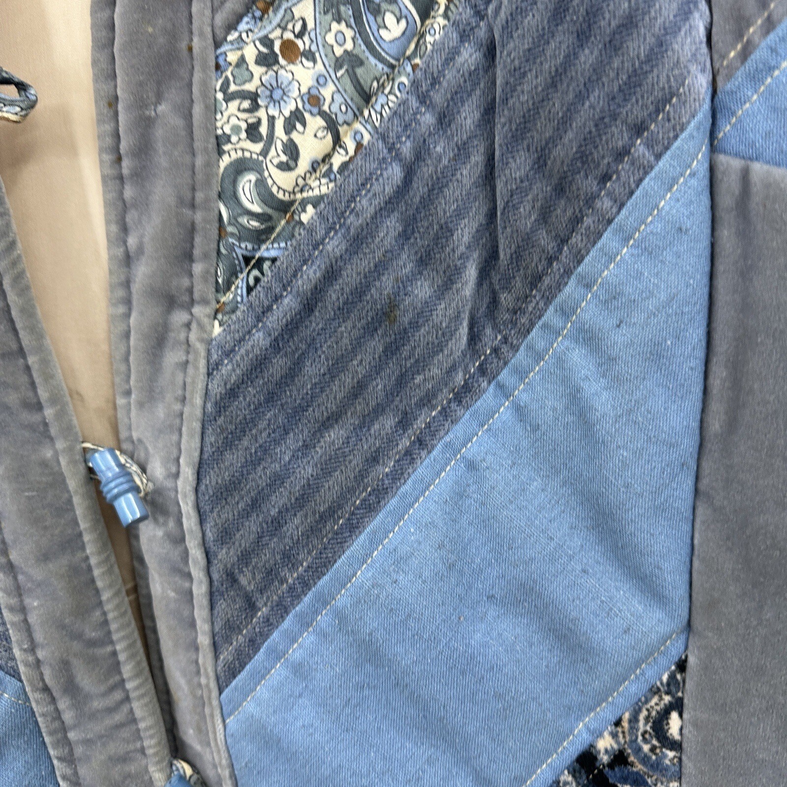 Vintage Jack Slote Jacket Women M Patchwork Cottagecore Quilted Boho Granny READ