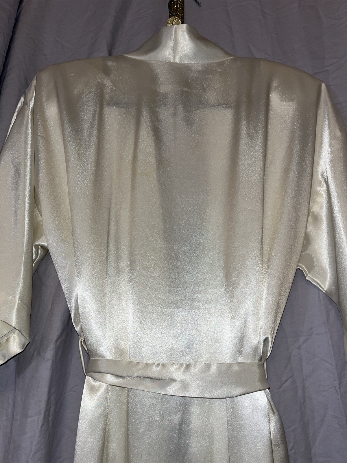 Vintage Expressions Sm Bridal Robe Gown PEIGNOIR SET Cream Sateen Lace Beading