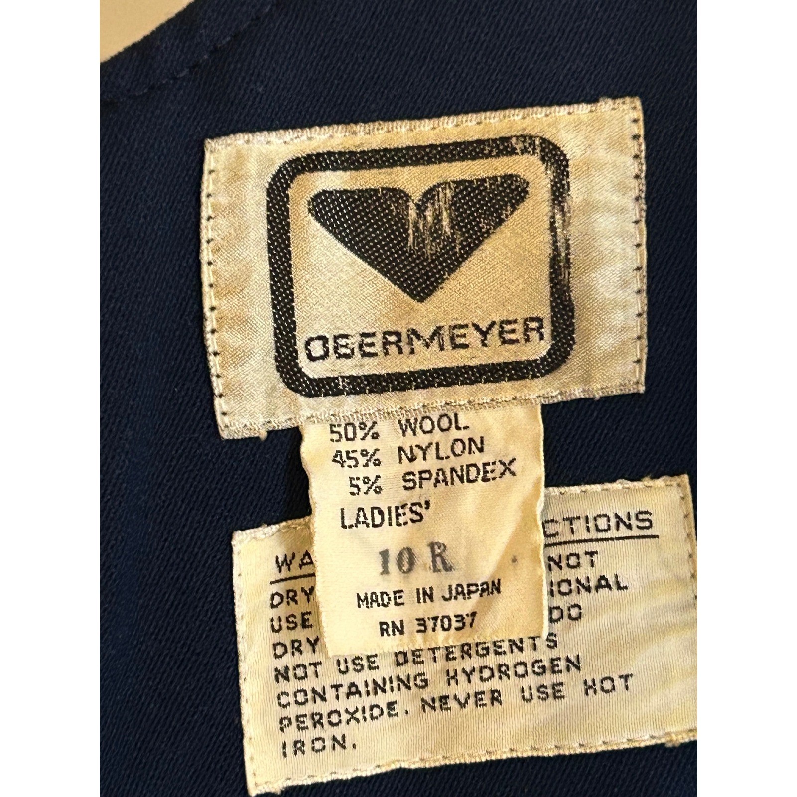 Obermeyer Vintage Navy Blue Wool Blend Ski Bib Jumpsuit Womens Size 10R RN 37037