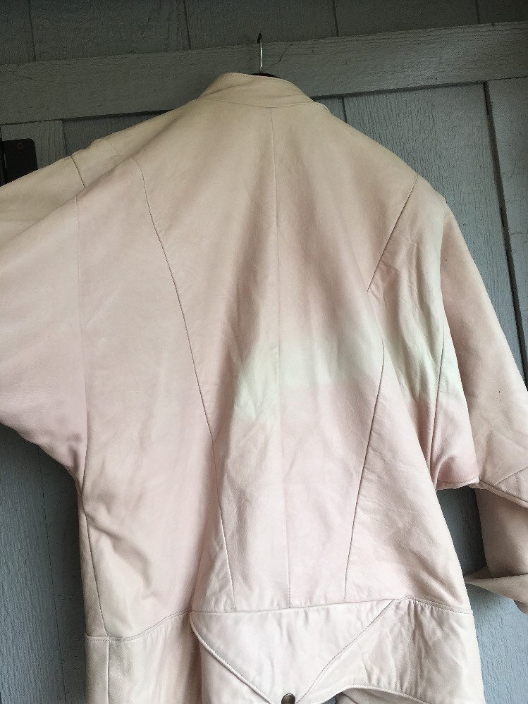 Vtg 80s REAL LEATHER Liz Roberts Natural Comfort Cropped Batwing Jacket Coat L